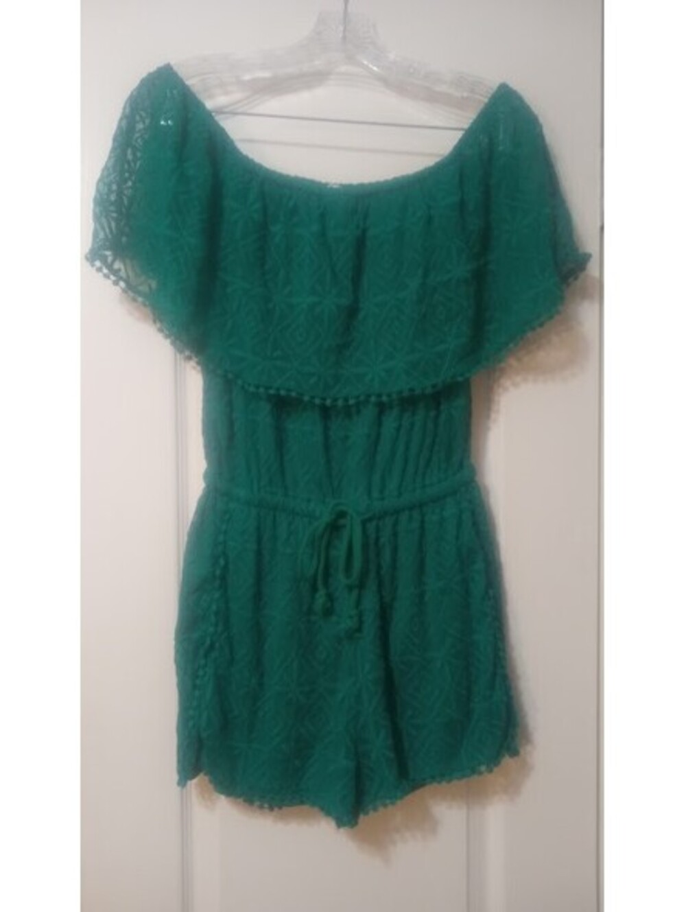 Jack by BB Dakota Green Off‑Shoulder Romper – Size L